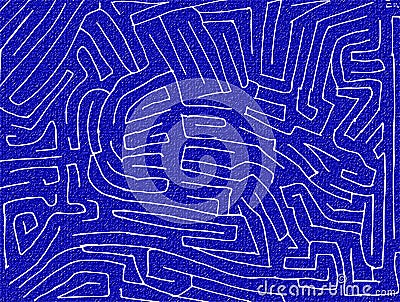 Maze design twenty, reverse, Blue organic style Stock Photo