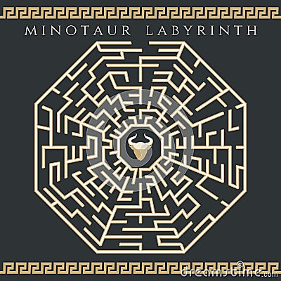 Maze enigma with minotaur icon Vector Illustration