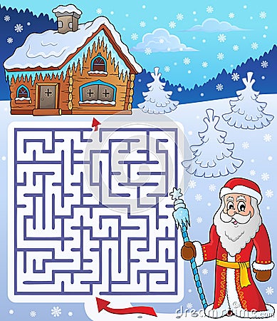 Maze 3 with Father Frost theme Vector Illustration