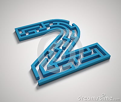 Maze font 3d rendering number 2 Cartoon Illustration
