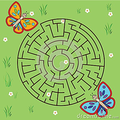 Maze game: animals theme. Kids activity sheet Vector Illustration