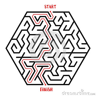 Maze Game background. Labyrinth with Entry and Exit. Vector Illustration