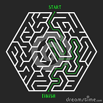 Maze Game background. Labyrinth with Entry and Exit. Vector Illustration