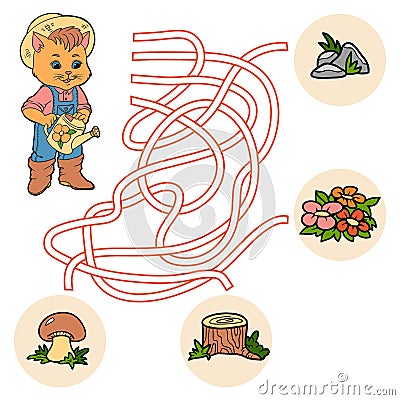 Maze game for children (cat) Vector Illustration