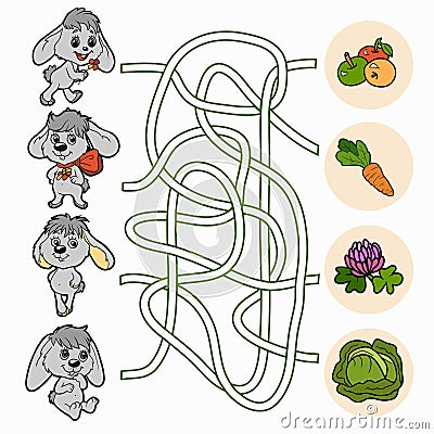 Maze game for children (rabbits) Vector Illustration