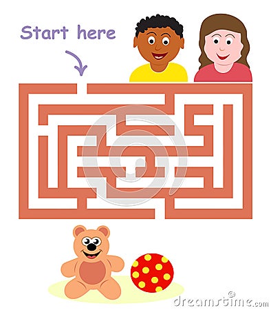 Maze game: children & toys Stock Photo