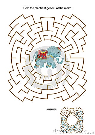 Maze game with elephant Vector Illustration