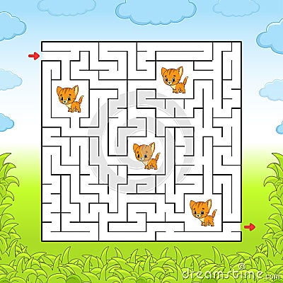 Maze. Game for kids. Funny labyrinth. Education developing worksheet. Activity page. Puzzle for children. Cute cartoon style. Vector Illustration