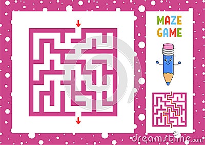 Maze. Game for kids. Funny labyrinth. Education developing worksheet. Activity page. Puzzle for children. Cute cartoon style. Vector Illustration