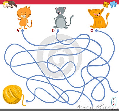 Maze game with kitten characters Vector Illustration