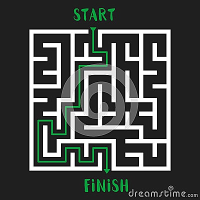 Maze Game Logo. Labyrinth with Entry and Exit. Vector Illustration