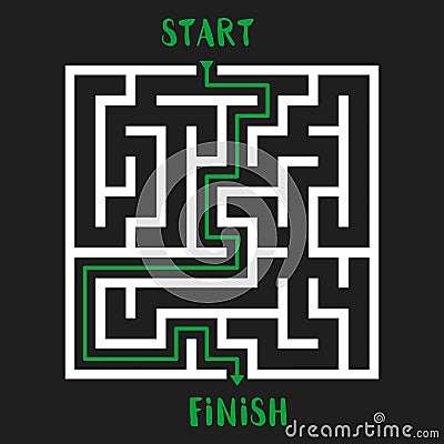 Maze Game Logo. Labyrinth with Entry and Exit. Vector Illustration