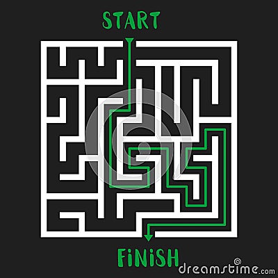 Maze Game Logo. Labyrinth with Entry and Exit. Vector Illustration