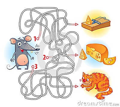 Maze Game with Solution Vector Illustration