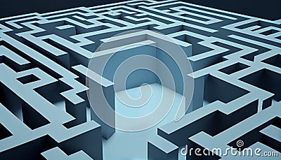Maze graphics, labyrinth. Logic challenge. AI generative content Stock Photo