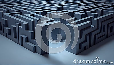 Maze graphics, labyrinth in perspective. Problem solve concept. AI generative content Stock Photo