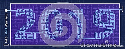 Maze of mystery with the encrypted inscription 2019. The concept is a symbol of the new year Stock Photo