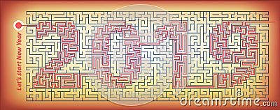 Maze of mystery with the encrypted inscription 2019. The concept is a symbol of the new year Stock Photo