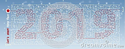 Maze of mystery with the encrypted inscription 2019. The concept is a symbol of the new year Stock Photo