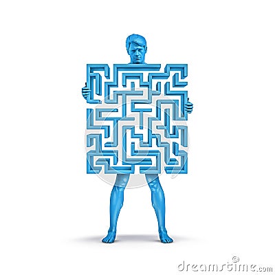 Maze man blue Cartoon Illustration