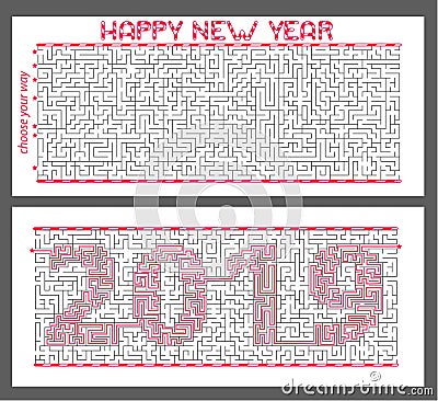 maze of mystery with the encrypted inscription 2019. The concept is a symbol of the new year Stock Photo