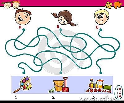 Maze paths task for children Vector Illustration