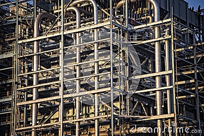 A Maze of Power Plant Piping Stock Photo