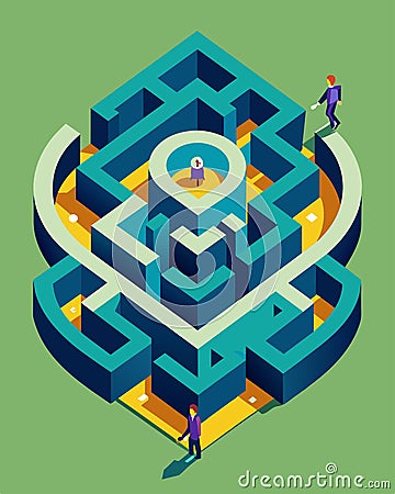 The maze seems to never end with new challenges and obstacles constantly appearing to impede the individuals progress Vector Illustration
