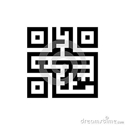 Maze shaped qr code icon isolated on background. Vector Illustration