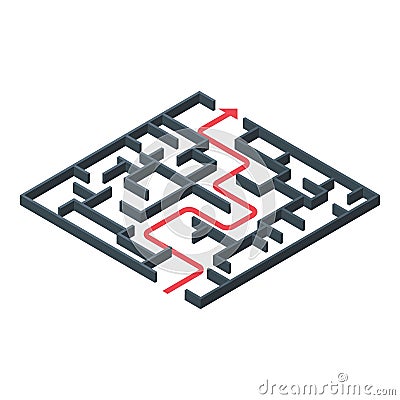 Maze solution icon, isometric style Stock Photo