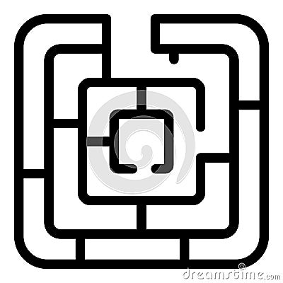 Maze solution icon, outline style Vector Illustration