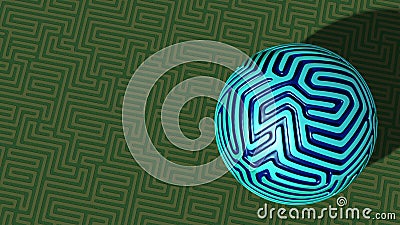 Maze sphere on labyrinth plane Stock Photo