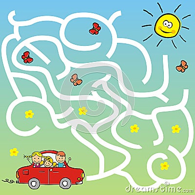 Maze, summer trip Vector Illustration