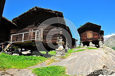 Mazots in Saas Fee Stock Photo