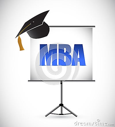 Mba education graduation presentation board. Cartoon Illustration