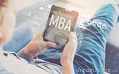 MBA with man using a tablet Stock Photo