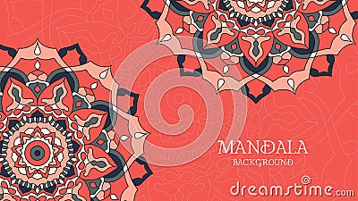 Beautiful mandala background, bannar, card. Vector Illustration