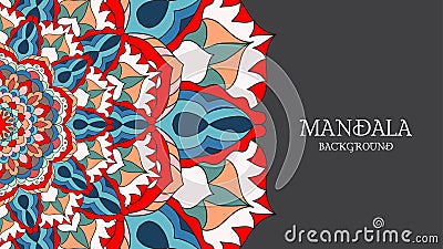 Beautiful mandala background, bannar, card. Vector Illustration