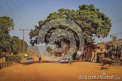 Everyday life on the street of the local Ugandan border town of Mbale near the border with Kenya. African life Editorial Stock Photo