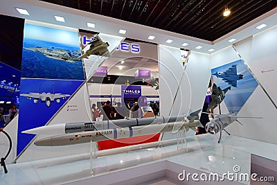 MBDA showcasing their missile systems at Singapore Airshow Editorial Stock Photo