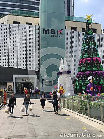 MBK shopping mall decorated for Christmas, Bangkok Editorial Stock Photo