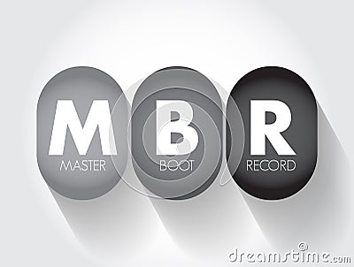 MBR Master Boot Record - information in the first sector of any hard disk that identifies how and where an operating system, Stock Photo