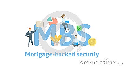 MBS, Mortgage Backed Security. Concept with keywords, letters and icons. Flat vector illustration. Isolated on white Vector Illustration