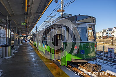 MBTA Green Line Extension Gilman Square Station, Somerville, MA, USA Editorial Stock Photo