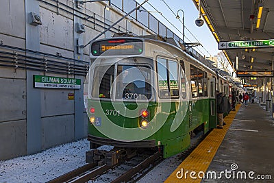 MBTA Green Line Extension Gilman Square Station, Somerville, MA, USA Editorial Stock Photo