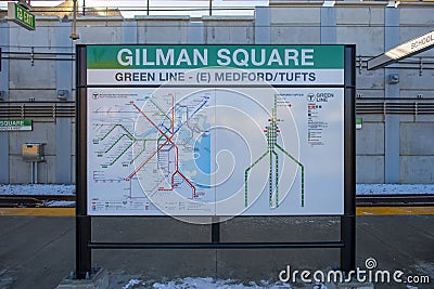 MBTA Green Line Extension Gilman Square Station, Somerville, MA, USA Editorial Stock Photo