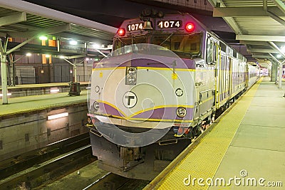 MBTA Locomotive in Boston, Massachusetts, USA Editorial Stock Photo