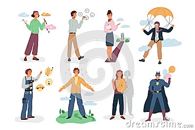 MBTI types. Human personalities. Mindset and behavior. People with different mental individuality. Analytical or Vector Illustration