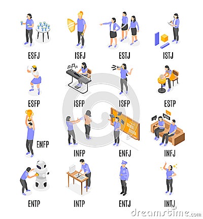 Mbti Types Set Vector Illustration