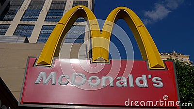 Mc Donalds sign in Chicago - CHICAGO. UNITED STATES - JUNE 11, 2019 Editorial Stock Photo
